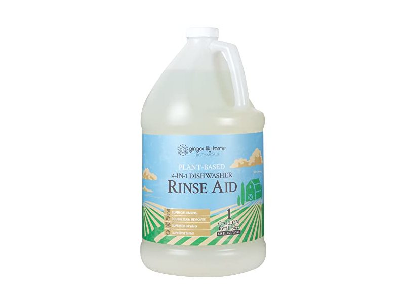 Ginger Lily Farms Botanicals Plant-Based 4-In-1 Dishwasher Rinse Aid, 128 fl oz/3.78 L