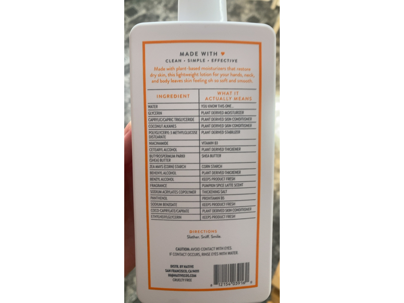 Native Moisturizing Lotion, Pumpkin Spice Latte, 16.5 fl oz/487 mL