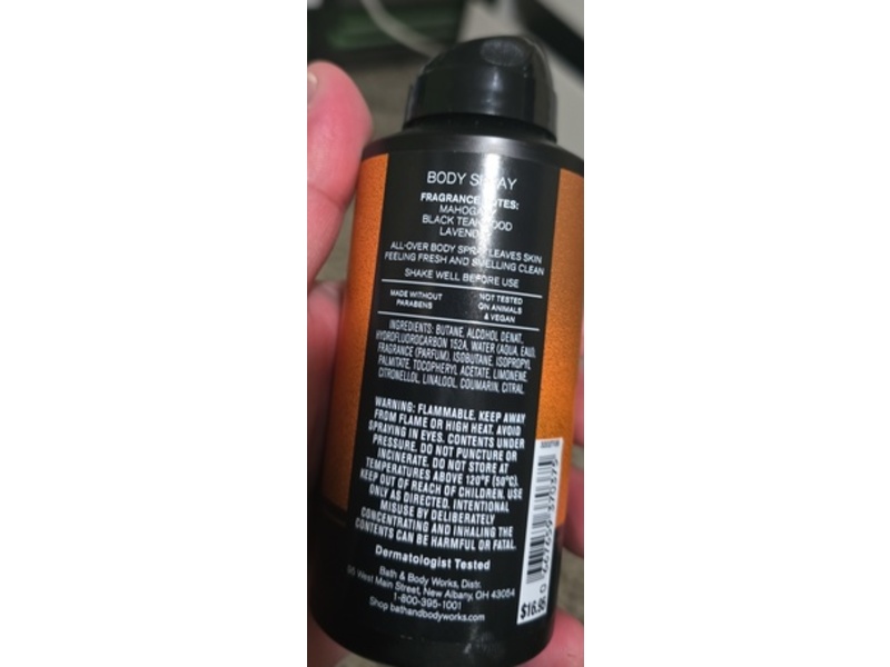 Bath & Body Works Men's Body Spray, Mahogany Teakwood, 3.7 oz/104 g