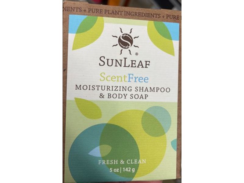 Sunleaf Moisturizing Shampoo & Body Soap, Scent Free, Fresh & Clean, 5 oz/142 g