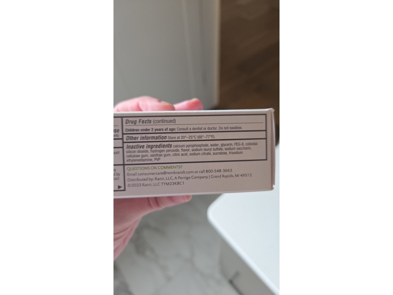 Rembrandt Deeply White + Peroxide Whitening Toothpaste, Peppermint, 3.5 oz/99.2 g, Pack Of 2