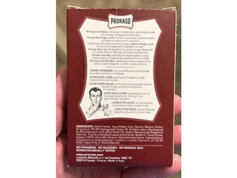 Proraso After Shave Lotion, 3.4 fl oz/100 mL