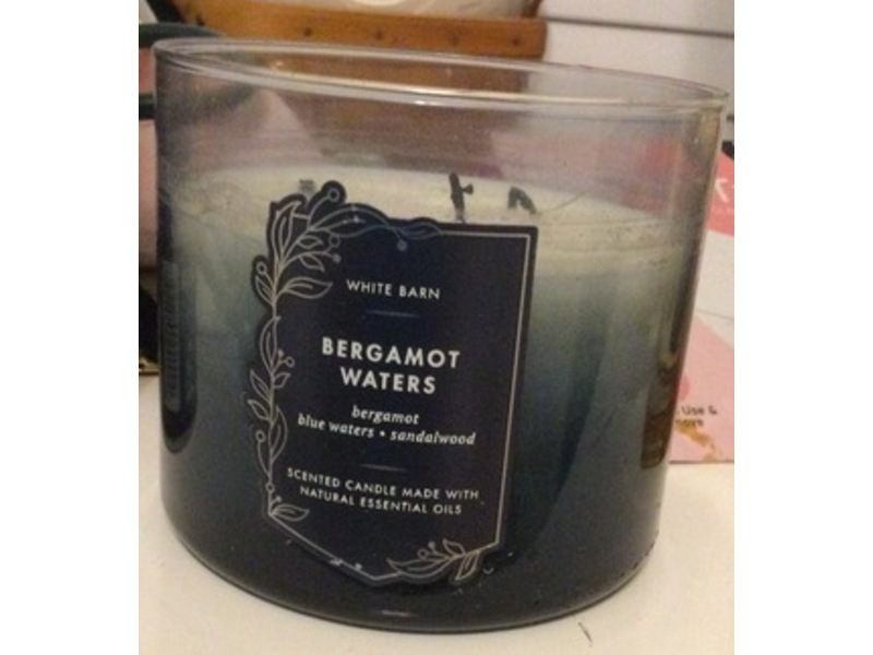 Bath & Body Works White Barn Scented Candle, Bergamot Waters, 14.5 oz/411 g