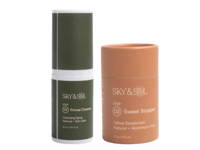 Sky & Sol Two-Step Freshness Duo, Step-1 Primal Cleanse Spray + Step-2 Sweat Stopper Deodorant