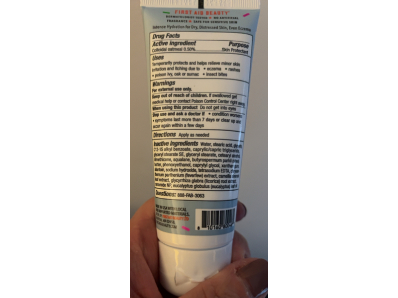 First Aid Beauty Ultra Repair Cream, Colloidal Oatmeal, 2 fl oz/56.7 g