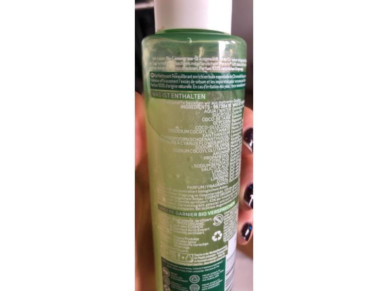 Garnier Bio Invigorating Wash Gel, Lemongrass, 150 mL
