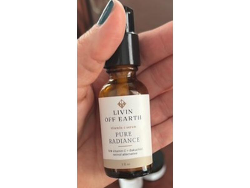 Livin Off Earth Pure Radiance Vitamin C Serum, Vitamin C + Bakuchiol, 1 fl oz