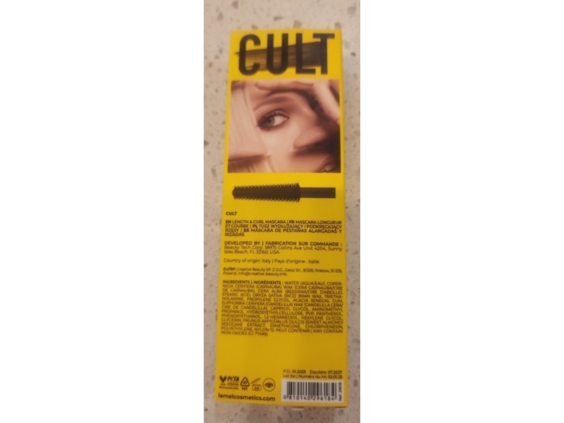 Lamel Professional Cult Length & Curl Mascara, Ultra Black, 0.33 fl oz/10 mL