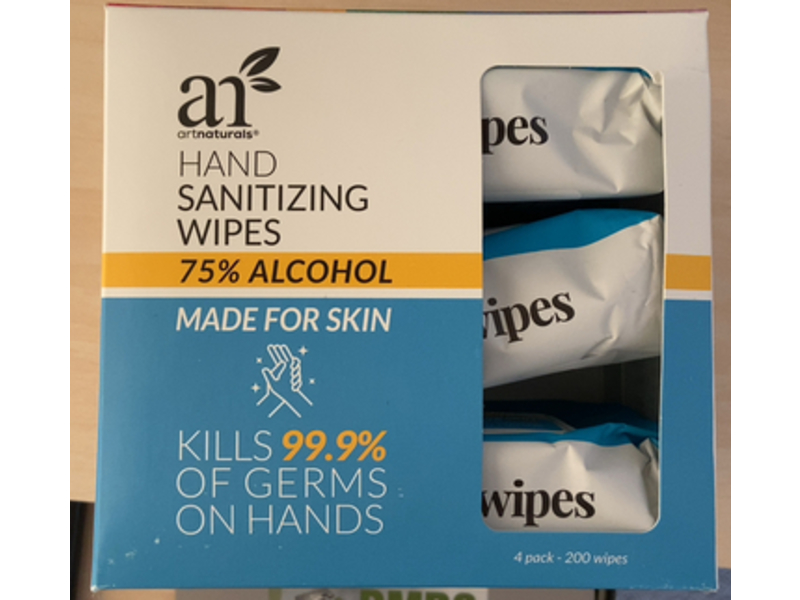 ArtNaturals Hand Sanitizing Wipes, Pack Of 4