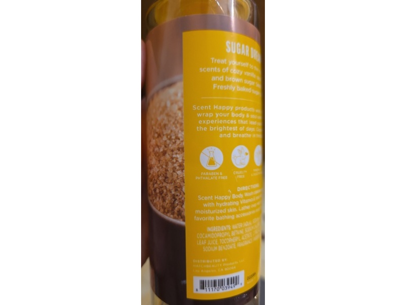 Hatch Beauty ScentHappy Sugar Dream Body Wash, Vanilla + Almond + Sugar + Aloe Vera + Vitamin E, 13 oz/368.5 g