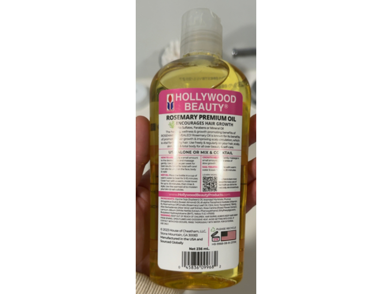 Hollywood Beauty Rosemary Premium Oil, 8 fl oz/236 mL