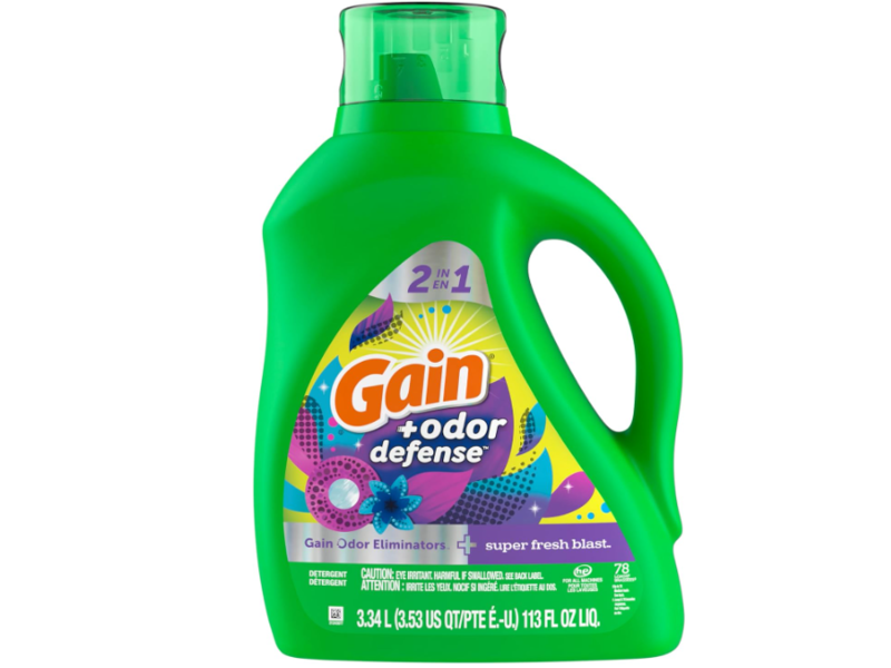 Gain + Odor Defense Liquid Laundry Detergent, Super Fresh Blast Scent, 78 Loads, 113 fl oz/3.34 L