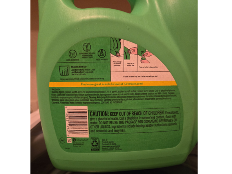 Gain Relax Liquid Laundry Detergent, Dewdrop Dream, 107 Loads, 154 fl oz/4.55 L