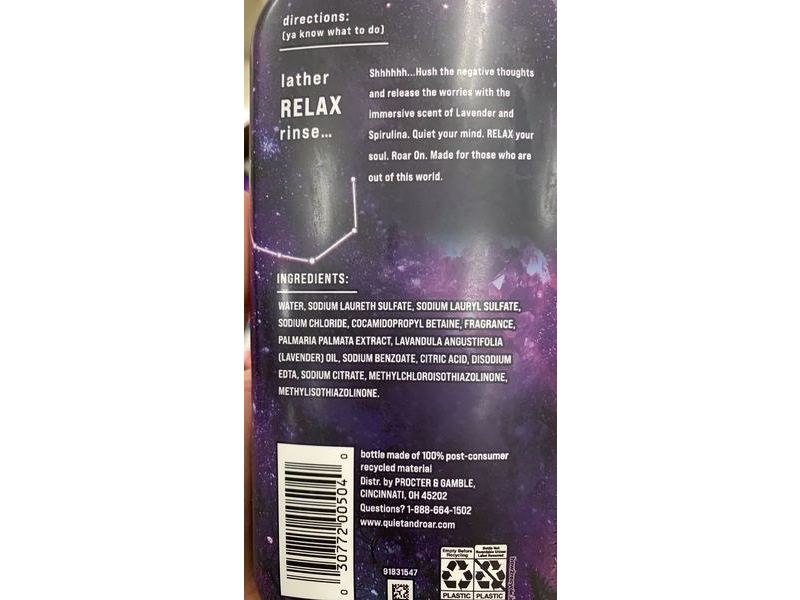 Quiet & Roar Body Wash, Lavender + Spirulina Scent, 16 fl oz/473 mL