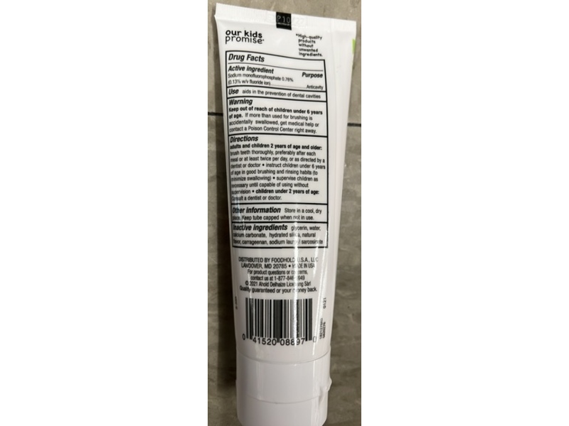 Nature's Promise Kids Fluoride Toothpaste, Strawberry Flavor, 4.2 fl oz/119 g