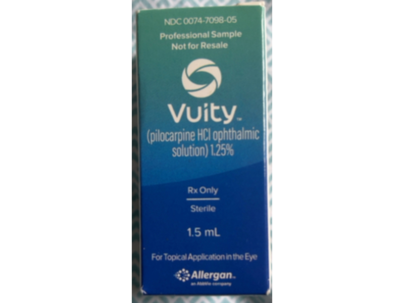 Vuity Pilocarpine HCl Ophthalmic Solution 1.25%, 1.5 mL, Allergan (Rx)