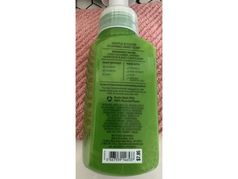 Bath & Body Works Gentle & Clean Foaming Hand Soap, Cucumber Melon, 8.75 fl oz/259 mL, Pack Of 2