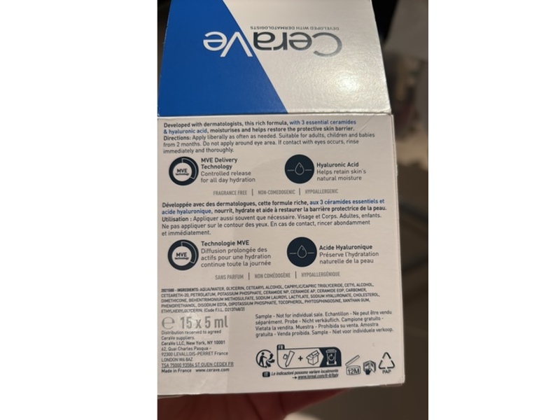 CeraVe Moisturising Cream, 0.1 fl oz/5 mL, 15 Count