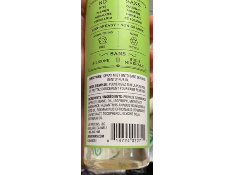 J.r. Watkins Body Oil Mist, Aloe & Green Tea, 6 fl oz