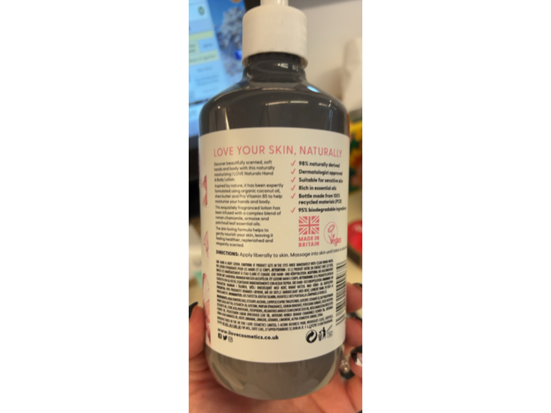 I Love Naturals Hand & Body Lotion, Rose & Argan, 16.9 fl oz/500 mL