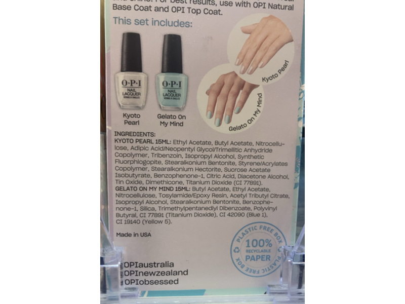 O.P.I Nail Lacquer Set, Kyoto Pearl & Gelato On My Mind, 15 mL