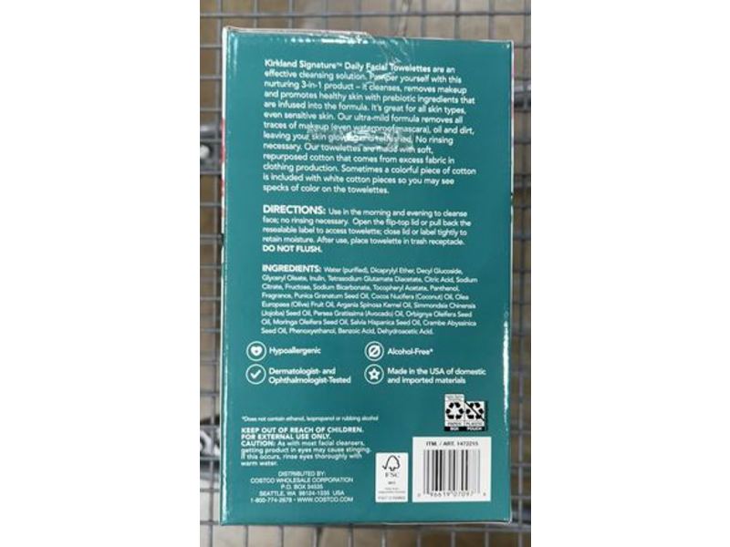 Kirkland Signature Daily Facial Towelettes, 180 Count