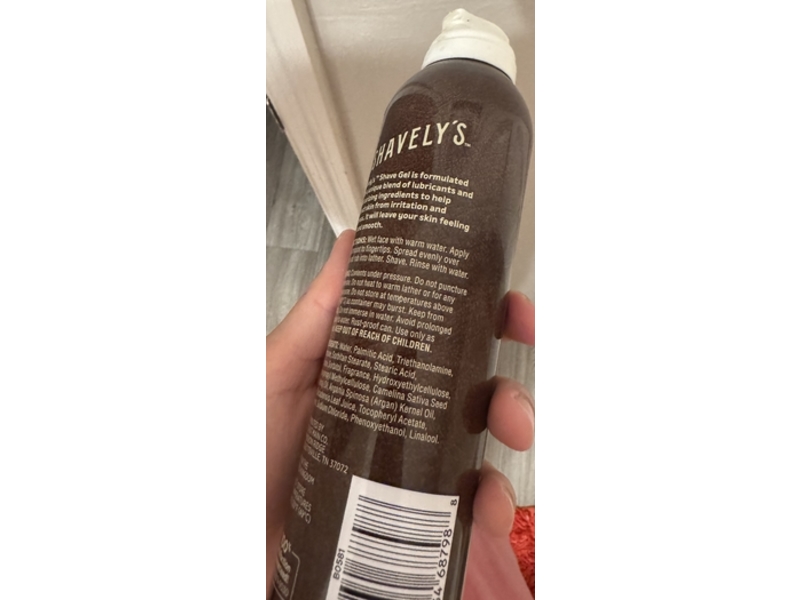 Shavely's Men's Grooming Shave Gel, Argan & Camellia Oils, 6.7 oz/191 g