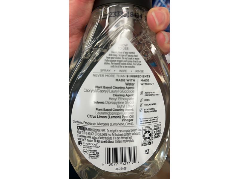 9 Elements Foaming Dish Spray Refill, Lemon Scent, 16 fl oz/473 mL, Pack Of 4