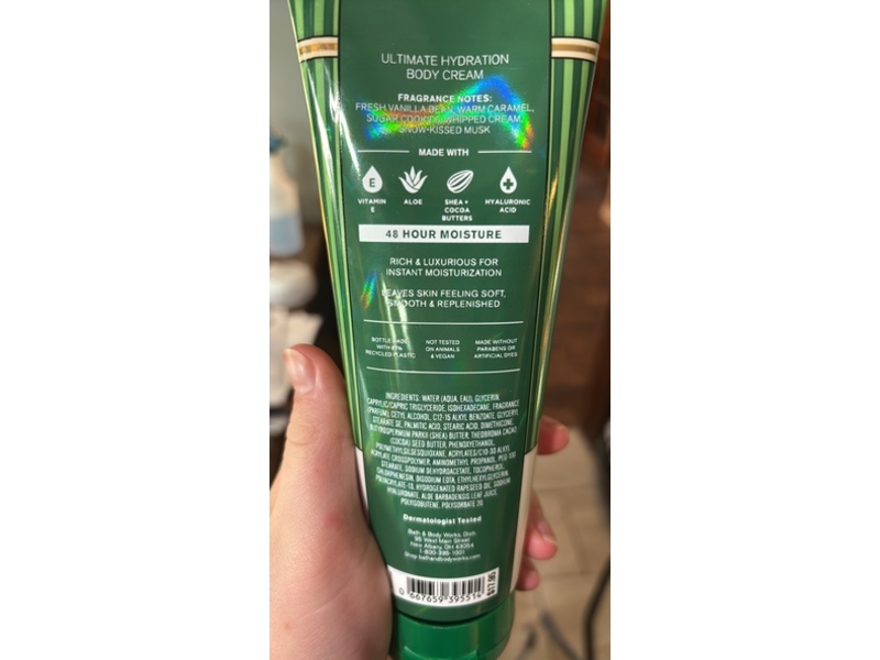 Bath & Body Works Ultimate Hydration Body Cream, Vanilla Bean Cream, 8 oz/226 g