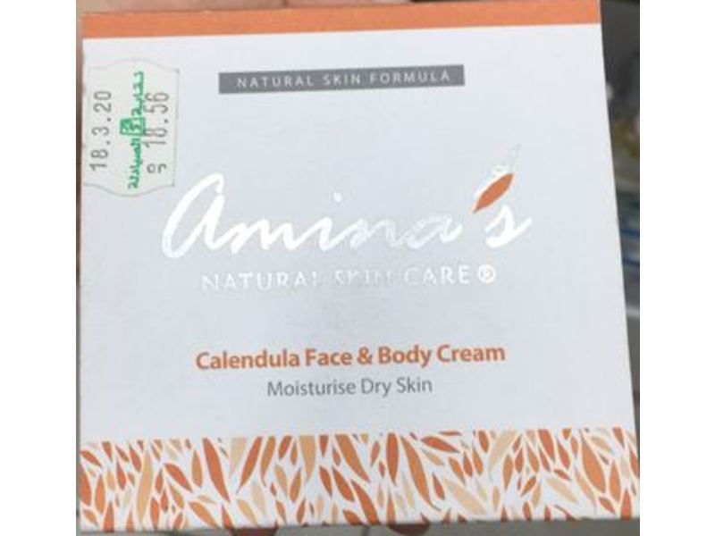 Amina's Natural Skin Care Calendula Face & Body Cream, 120 mL