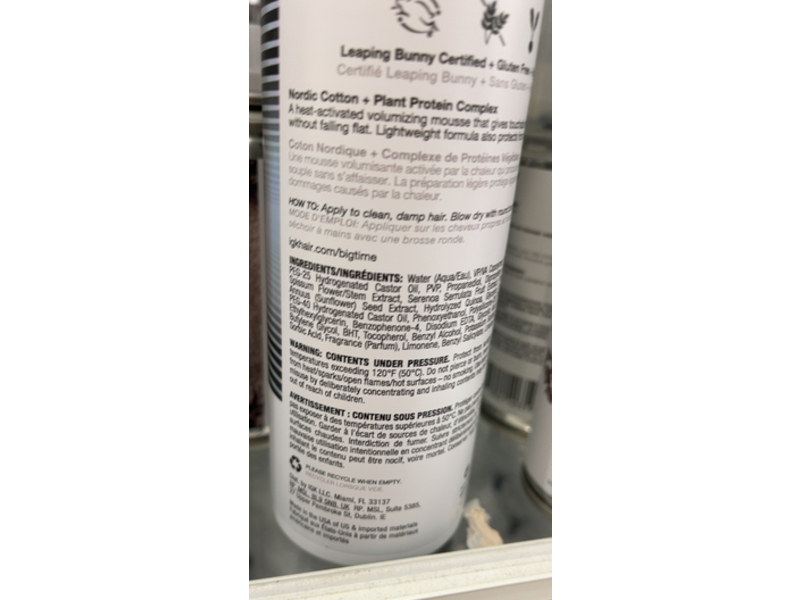 Igk Big Time Volume And Thickening Mousse, 6.2 oz/180 mL