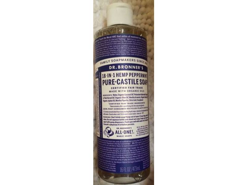 Dr. Bronner's 18-In-1 Hemp Peppermint Pure-Castile Soap, 16 fl oz/473 mL