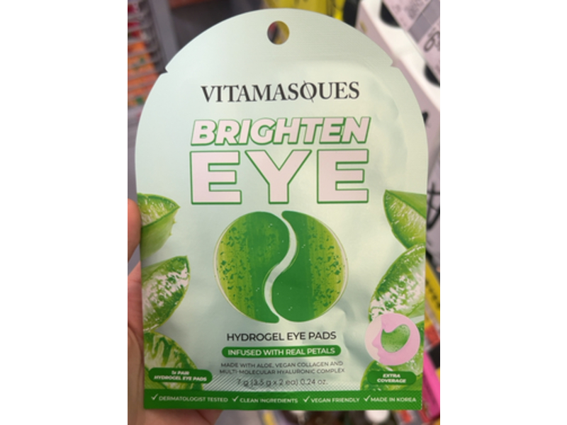 Vitamasques Brighten Eye Hydrogel Eye Pads, Real Petals, 0.24 oz/7 g