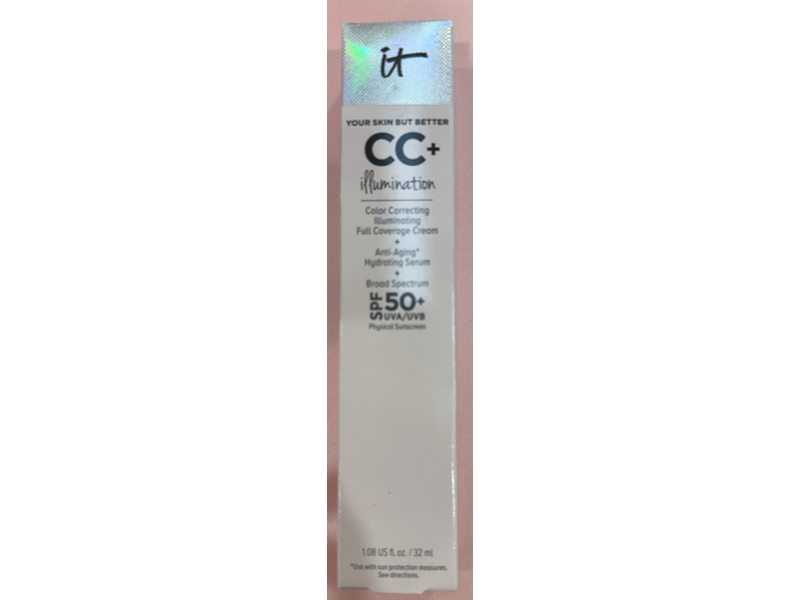 It Cosmetics CC+ Cream Illumination Full-Coverage Foundation SPF 50+, Tan, 1.08 fl oz/32 mL