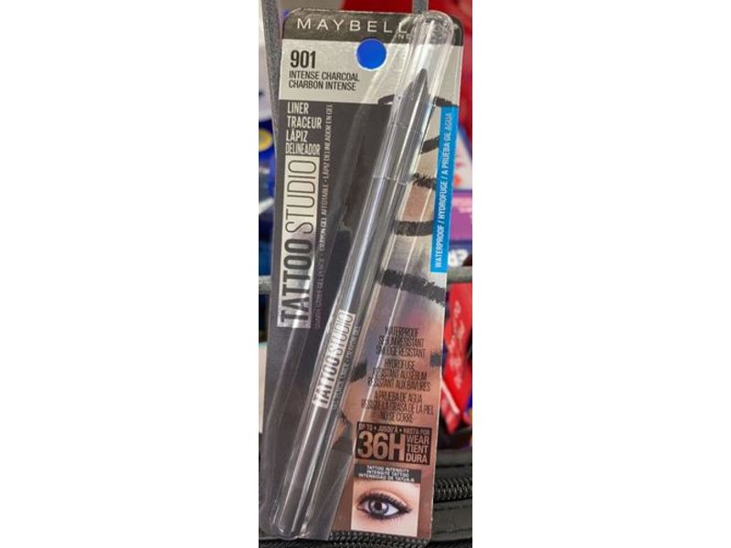 Maybelline New York Tattoo Studio Waterproof Gel Liner Pencil, 901 Intense Charcoal, 0.04 oz / 1.2 g