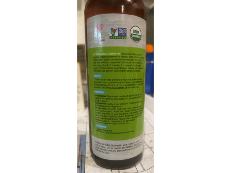 Sky Organics Organic Castor Oil, 16 fl oz/473 mL