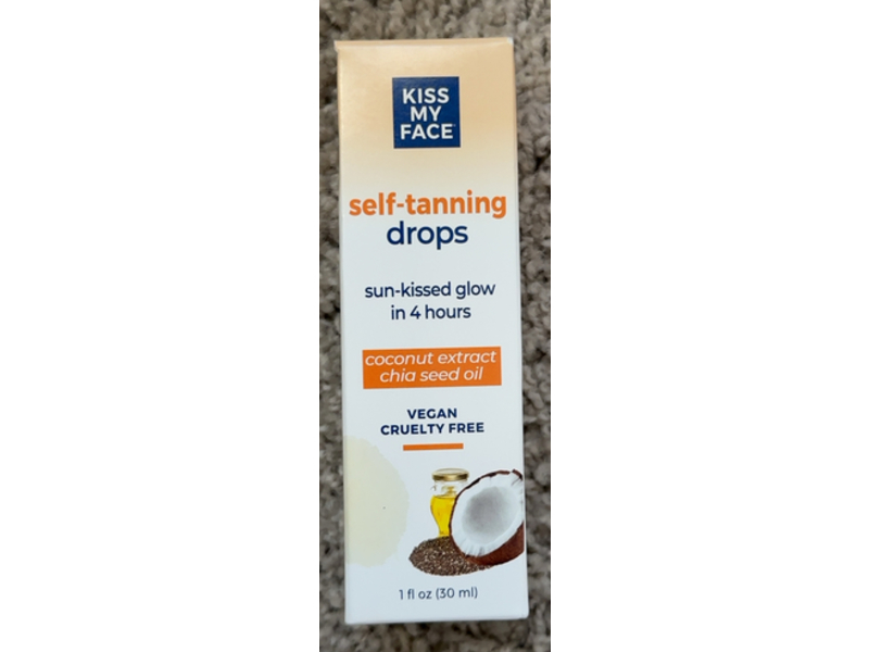 Kiss My Face Sun-Kissed Glow Self-Tanning Drops, Coconut Extract & Chia Seed Oil, 1 fl oz/30 mL