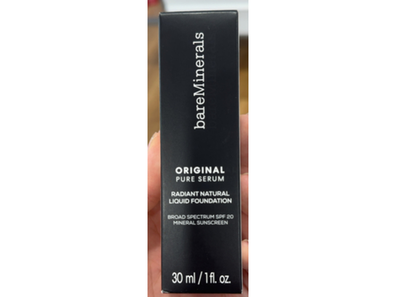Bareminerals Original Pure Serum Radiant Natural Liquid Foundation + Mineral Sunscreen, SPF 20, Fair Cool 1, 1 fl oz/30 mL