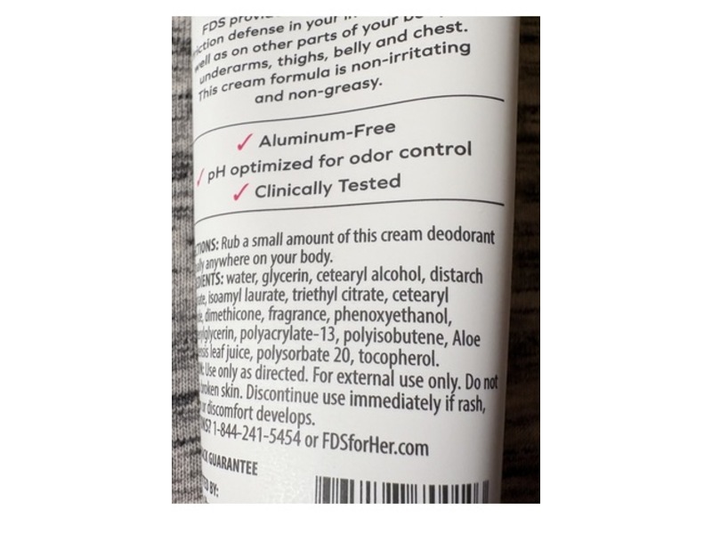 Fds Intimate Whole Body Deodorant Cream, 2.5 oz/71 g