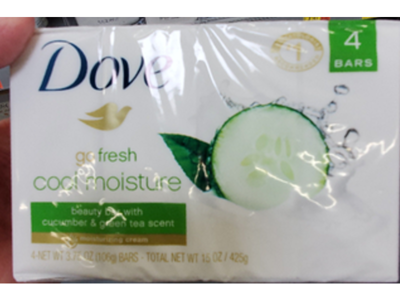 Dove Go Fresh Cool Moisture Beauty Bar, Cucumber & Green Tea Scent, 3.75 oz/106 g, 4 Count