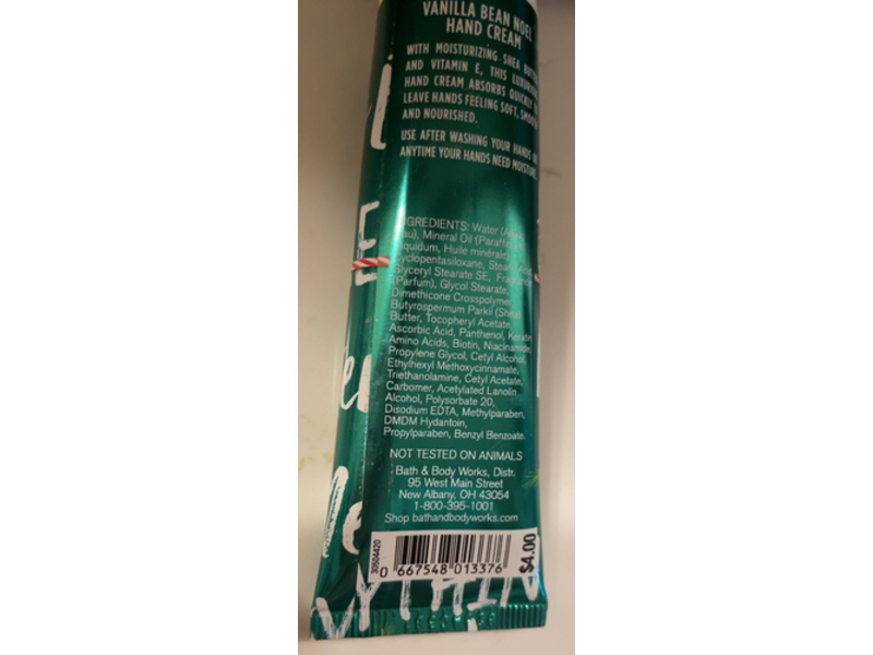 Bath & Body Works Shea Butter Hand Cream, Vanilla Bean Noel, 1 fl oz/29 mL