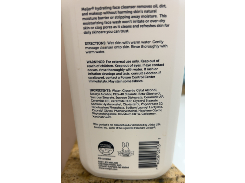 Meijer Hydrating Face Cleanser, Ceramides & Hyaluronic Acid, 12 fl oz/355 mL