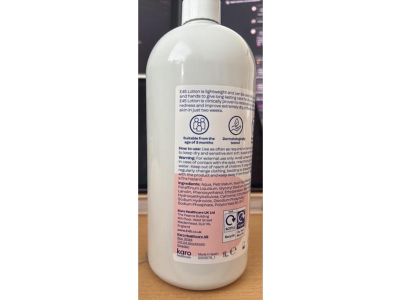 E45 Karo Healthcare Lotion, 1L
