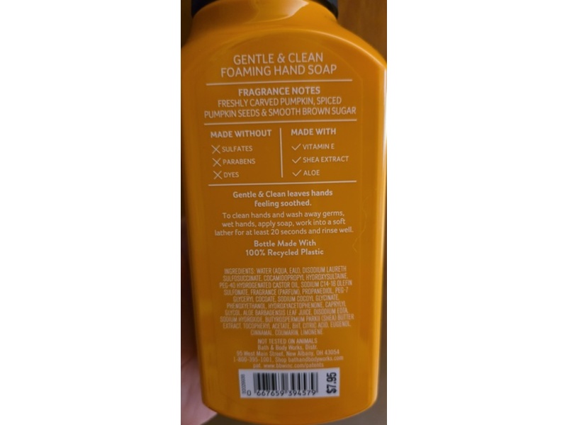 Bath & Body Works Gentle & Clean Foaming Hand Soap, Pumpkin Carving, 8.75 fl oz/259 mL