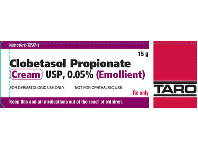 Clobetasol Propionate Cream 0.05%, 15 g, Taro (Rx)