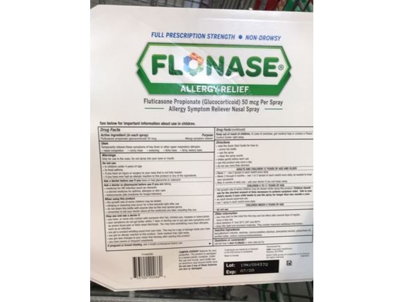 Flonase Allergy Relief Nasal Spray, 0.62 fl oz/18.2 mL, Count 3