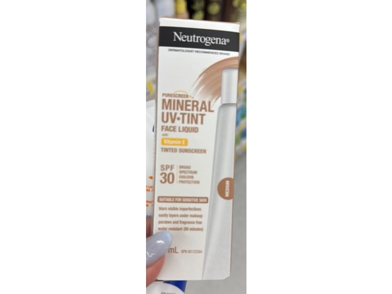 Neutrogena Purescreen+ Mineral UV Tint Face Liquid Sunscreen, SPF 30, Medium, 32 mL