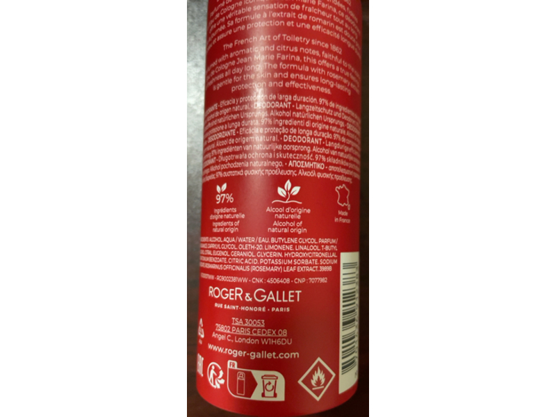 Roger & Gallet Jean Marie Farina Deodorant, 5 oz/150 mL