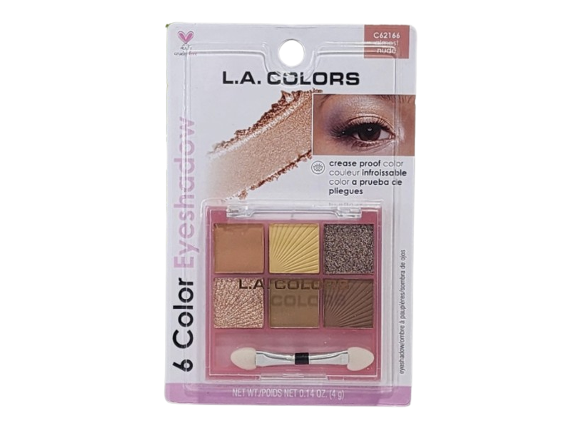 La Colors 6 Color Eyeshadow, Almost Nude, 0.14 oz/4 g