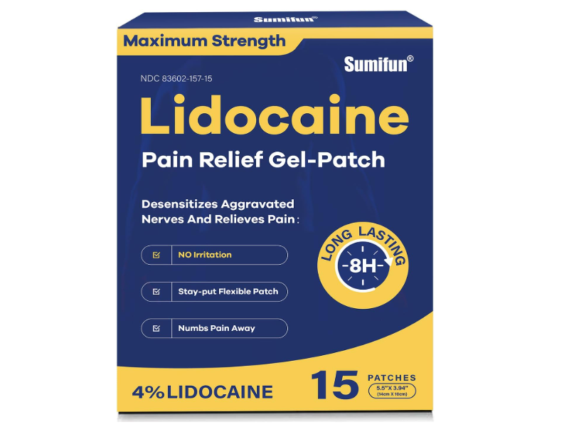 Sumifun Pain Relief Gel-Patch, 14% Lidocaine, 15 Count